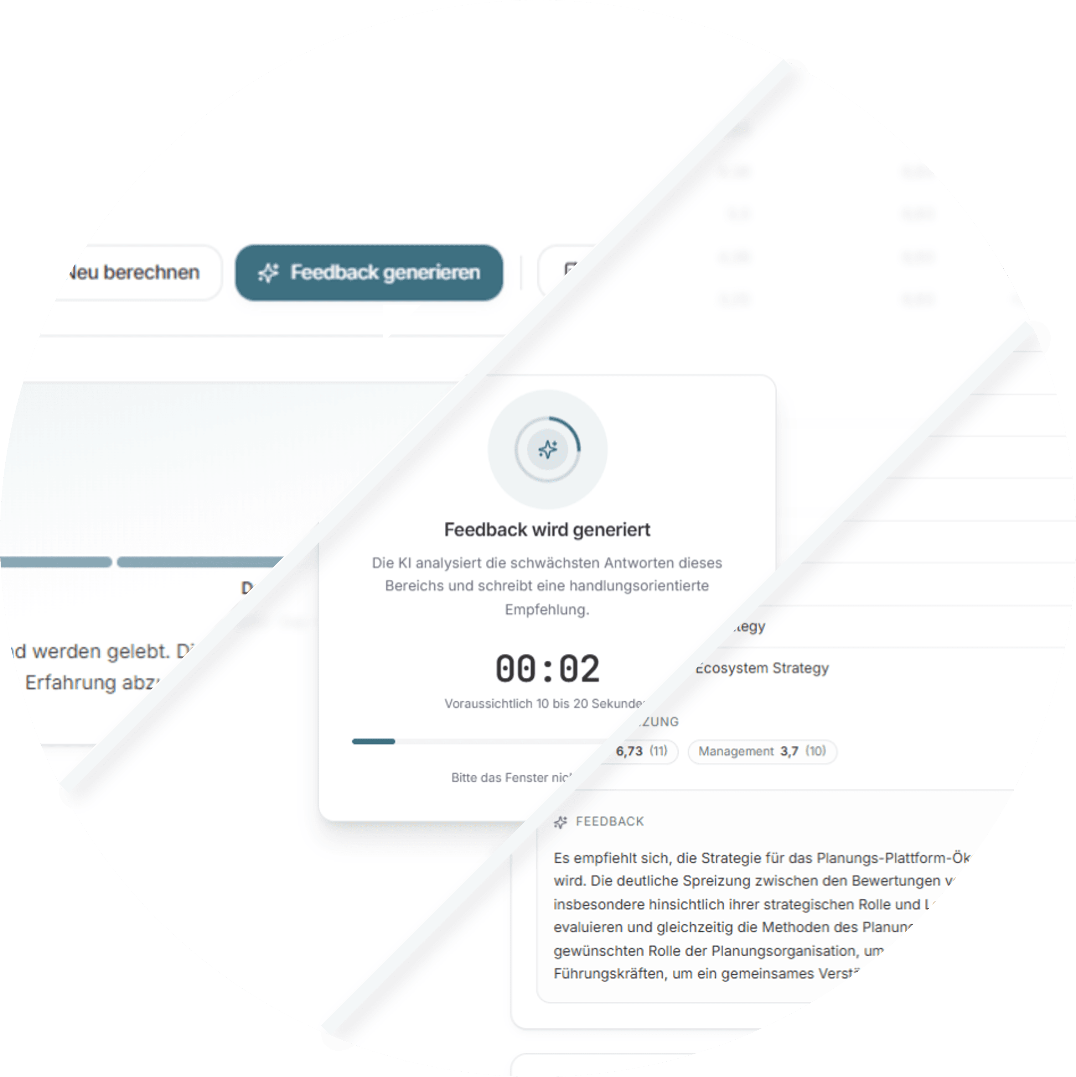 KI-generierter Feedback-Entwurf zu einem Auswertungs-Bereich